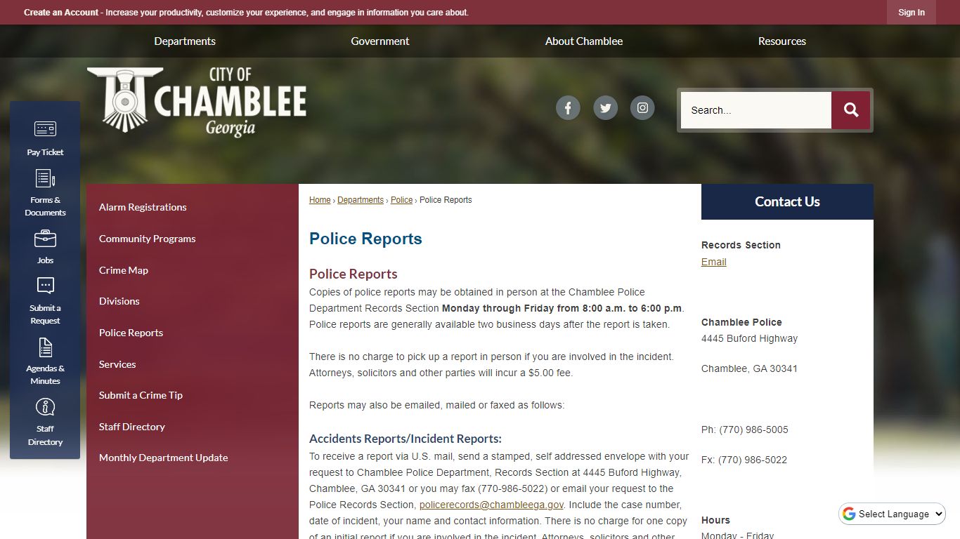 Police Reports | Chamblee, GA - Official Website
