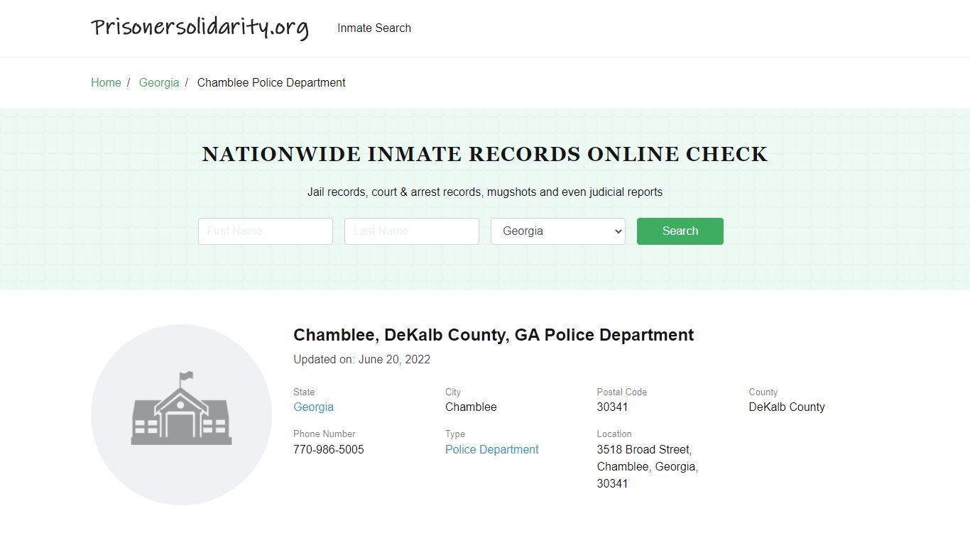 Chamblee, GA Police - City Jail Inmates, Arrests - Prisoner Solidarity